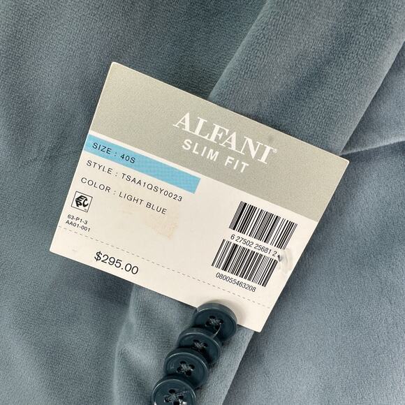 Alfani Mens Slim Fit Solid Velvet Sport Coat Light Blue 40S - Picture 3 of 5
